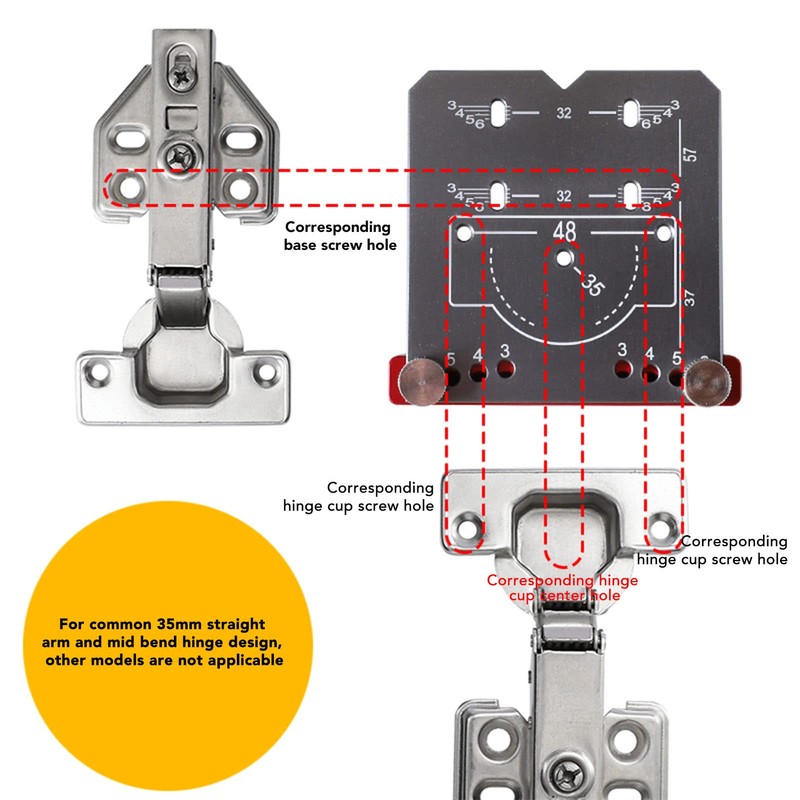 35mm Hinge Drilling Jig Hole Guide Woodworking Tools, Aluminum Alloy