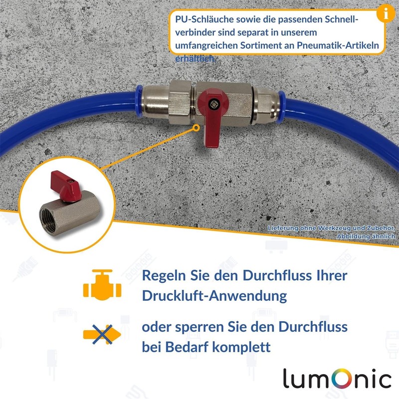 Lumonic Hexagonal ball valve with toggle handle, 3/8 inch, 2