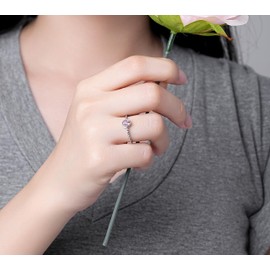 S925 Sterling Silver October Birthstone Stackable Ring for Women - Pink Oval Stone Girls Stacking Rings Party Ring Size 5 for Teens - Christmas Anniversary Birthday Gifts Jewelry