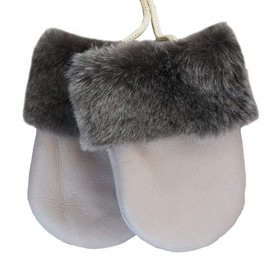 SamWo Baby Mittens made from real Lamb's Wool, Cosily Warm Natural Product, for Children aged 0 – 1 1/2, Colour: Natural