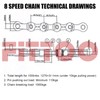 FITTOO 5/6/7/8-Speed Bike Chain 1/2 x 3/32 Inch 116 Links,