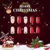 24 Pcs Christmas Press on Nails Short Square - ZIFANHU