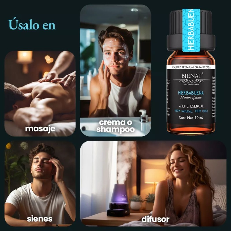 Bienat Aromaterapia Aceite Esencial De Hierbabuena 100% Natural 100% Puro