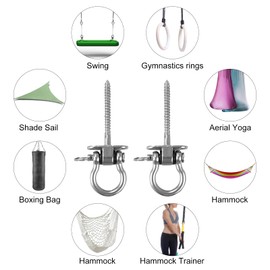 TNSLAND Swing Hooks for Wooden Beams, Pack of 2 Swing Attachments, 304 Stainless Steel Swing Hanger, Swing Hanger Hooks, Swing Accessories for Sandbag, Hammock, Hammock Chair, 680 kg Capacity