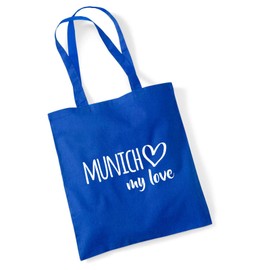 Huuraa Jute Bag Munich My Love Bag Cotton 10 Litres Size for All Fans of Munich Germany Gift Idea for Friends and Family, Bright royal