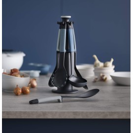 Joseph Joseph Elevate Carousel Nylon Kitchen Utensil Set with Rotating Storage Stand, 6-piece, Sky