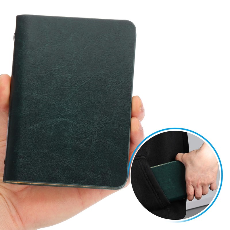 PATIKIL 6 Ring Binder Cover, 2 Pack A7 Leather Notebook
