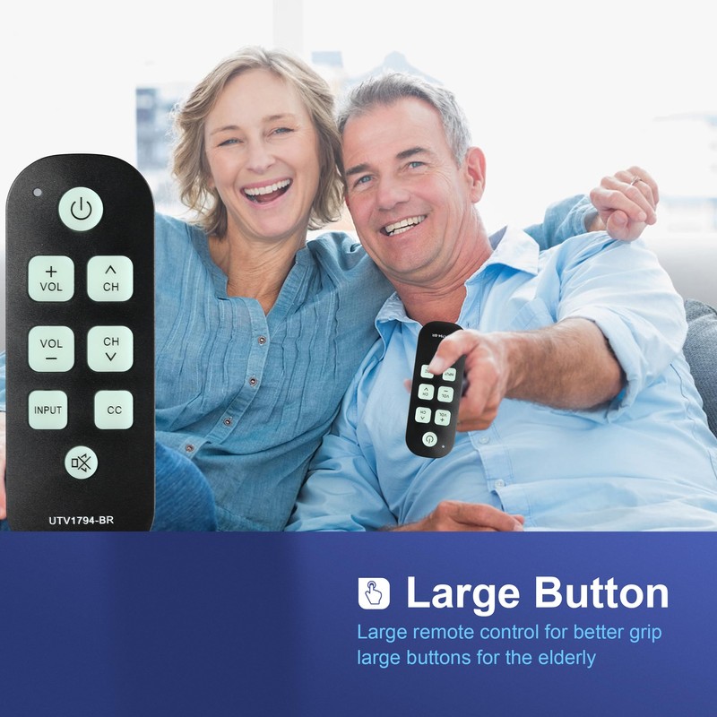 Universal Big Button Backlight TV Learning Remote for Seniors Simple