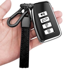 Sindeda for Lexus Key Fob Cover with Keychain Soft Full Protection Key Shell Key Case Compatible with Lexus RX IS ES GS LS NX RS GX LX RC LC (Silver)