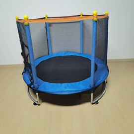 55" Kids Trampoline with Safety Net – 440lbs Capacity, Upgraded Rust-Proof Ring Legs, Adjustable Gymnastics Bar & Toys – Indoor Outdoor Toddler Trampoline for Boys & Girls Ages 1-8 (Blue)