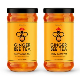 Ginger Bee Tea – 19 Servings of Soothing Honey Ginger Blend | No Refined Sugars Added | Supports the Bees - 15 oz Jar (2 Pack)