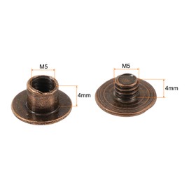 sourcing map 50 Sets Chicago Screws Leather Rivets, M5 3/16-Inch Belt Binding Metal Screws for Leathercraft, Bag, Shoes, Purse, Bookbinding, Red Copper, M5x4mm
