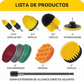 7 Piezas Juego De Accesorios De Cepillo De Taladro, Cepillo De Limpieza De Fregadora Eléctrica, Juego De Cepillo De Taladro Universal Para Lechada, Pisos, Superficies De Baño Y Cocina (11 Piezas)