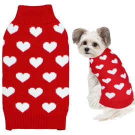 GOYOSWA GOYOSWA Valentine Dog Sweater, Valentines Day Dog Clothes Dog Valentines Outfit Knitted Dog Heart Sweater for Small Medium Large Dogs Pets (Red, Medium)