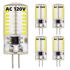 ZHENMING 110V- 130V G4 LED Bulb 120V Dimmable 3W(20W 30W Halogen Equivalent) Cool White 6000K Lamp (Cannot be Used at Low Voltage 12V) - Pack of 5