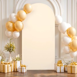 6.6FT Champagne Wedding Arch Backdrop Cover Spandex Fitted Arch Covers Stretchy Backdrop Round Top Chiara Backdrop Cover for Birthday Party Ceremony Banquet Decoration
