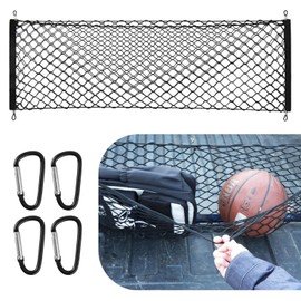Cargo Net for Pickup Truck Bed Elastic Envelope Truck Cargo Net for GMC Sierra & Chevy Silverado, 2015-2024 F150 F250 F350, with 4 Metal Carabiners, 55"x 16", (Double Layer)