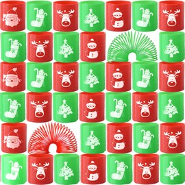 40PCS Coil Springs for Christmas Party Favors for Kids, Fidget Stress Mini Spring Toys Christmas Goodie Bag Stuffers, Non Candy Christmas Stocking Stuffers Classroom Prizes