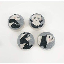 Panda Bears Fabric Covered Drawer Knob Pulls Set of 4 / Cabinet/Nursery/Wood/Handles/Room Decor/Furniture Accessories/Kid's Room