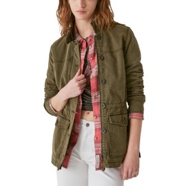Lucky Brand womens Long Sleeve Button Up Two Pocket Utility Jacket, Olive Night, Small US