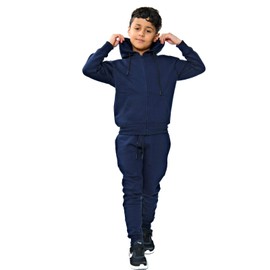 FAIRY BOUTIQUE Kids Girls Boys Plain Tracksuit Back to School - Children Pe School Zipper Hoodie Top Bottom Jogging Suit (Navy, 13 Years)