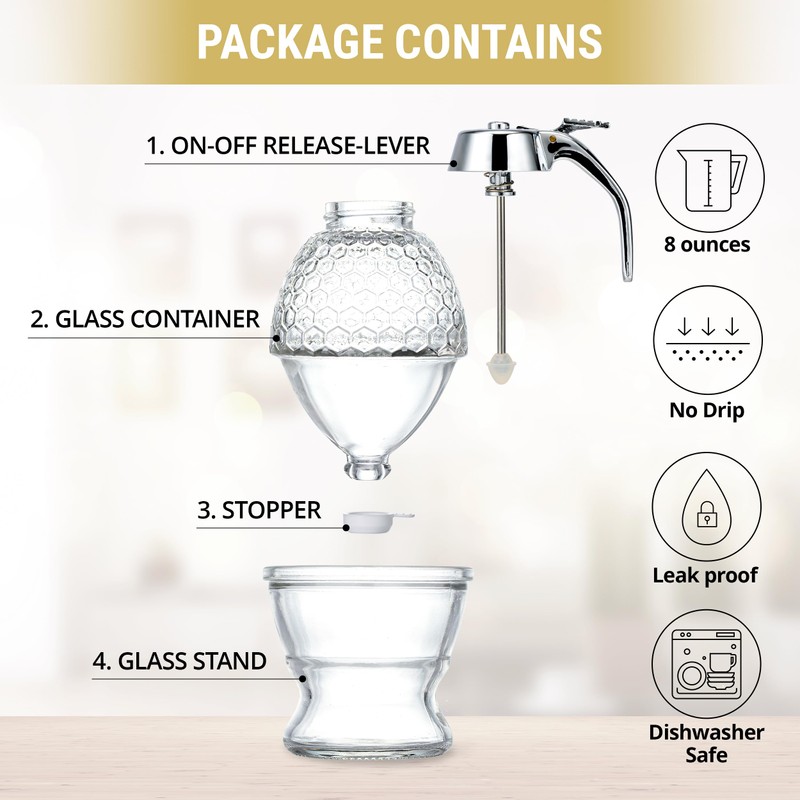 PAULSWAY Stainless Steel Shaft Honey and Maple Syrup Dispenser -