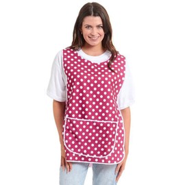 Ladies Polka Dot Design With Piping Tabard Apron Overalls Front Pocket Stylish Tabards for Women Casual Aprons for Women to Use in Home Kitchen Restaurants Coffee Shops UK Made (Wine, S)