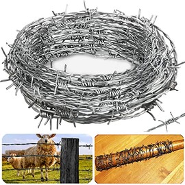4 Point Barbed Wire, 18 Gauge Real Barb Wire Roll 40 Feet Barbwire for Fence, Baseball Bat, Bird Feeder, Garden & Crafts