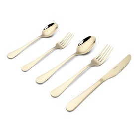 VIVANI Emilian 40pcs Champagne Silverware Set for 8, Stainless Steel Gold Flatware Set, Utensils Cutlery Set, Mirror Polished & Dishwasher Safe