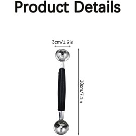 Double Sided Melon Baller, Melon Ball Scoop,Fruit Baller, Melon Baller Scoop,Melon Scoop,Double Sided Stainless Steel Round Melon Scoop Ice Cream Scoop Cookie Scoop Dessert Scoop for Fruit Ice Cream