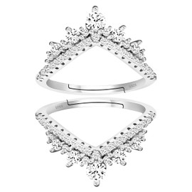 Uloveido Round Shaped Cubic Zirconia Stackable Wedding Bands for Women Curved Engagement Rings for Her Y1027 (Silver, Adjustable)