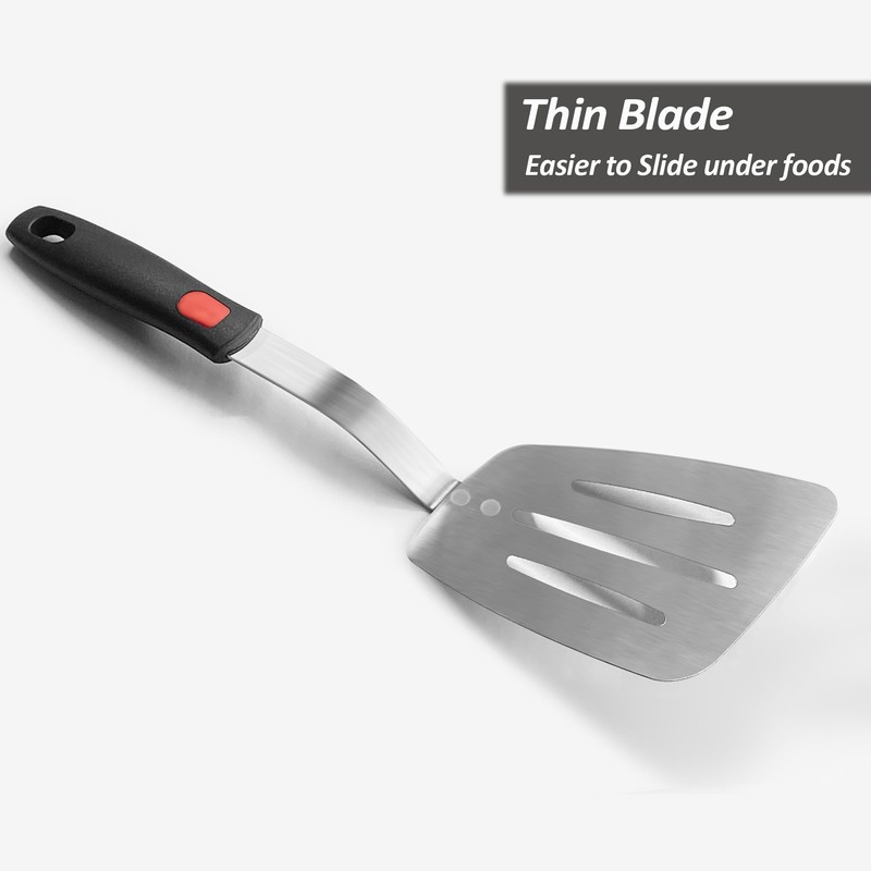 Stainless Steel Flexible Spatula Slotted Turner, XiaoZu Thin Metal Spatula