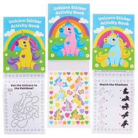 Baker Ross FX810 Unicorn Sticker Activity Books - 8 Pack Sticker Books Party Bag Fillers for Kids