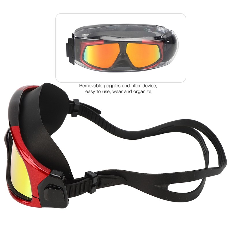 Adult Large Frame Waterproof Antifog Swimming Goggles Electroplate Plain Glass