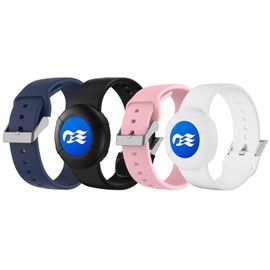 4 Pack Princess Cruise Medallion Holder, Soft Silicone Wristband for Carnival Ocean Medallion, 2 Sizes (S and L) in One Pack (Black&Midnight Blue(L)+Pink&White(S))