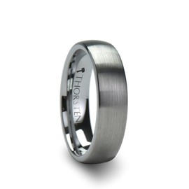 PERSEUS Brushed Rounded Domed Tungsten Ring 6mm Wide Wedding Band Size 8.5