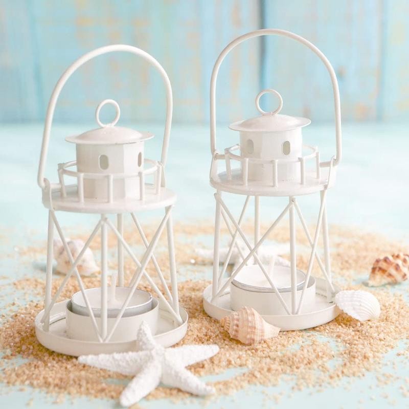 By the Sea Lighthouse Tea Light Holder - size: 4PC