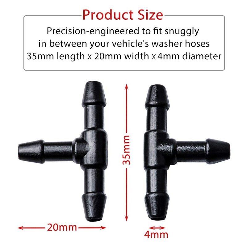 OTUAYAUTO Windshield Washer Hose Connectors, Universal Wiper Hose Connector T-Type