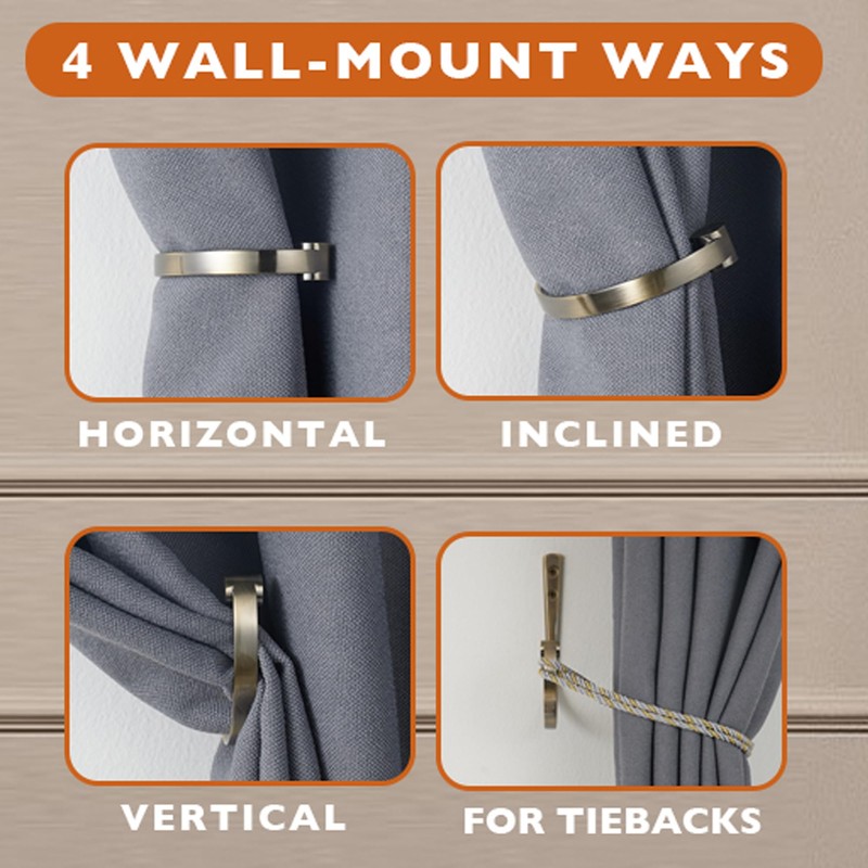 Mayrhyme Curtain Holdbacks 2Pcs,Brass Barrel Zinc Alloy Curtain Tiebacks,Wall Mounted