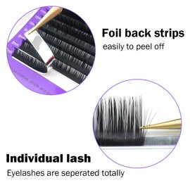 NAGARAKU Volume Eyelash Extensions 0.05mm D curl 13mm Russian Fan Matte Black Individual Lashes Clusters Soft Single Length 16 rows