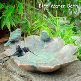 MUMTOP Bird Baths for Outdoors, Antique Outdoor Garden Bird Bath Resin Birdbath Bowl with Vintage Bird Ornament for Outside Yard Table Decor
