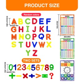 Ninnyi 56 Pcs Magnetic Letters and Numbers for Children Set, Colorful Alphabet Numbers Symbols Magnets for Fridge Kids Education Tool