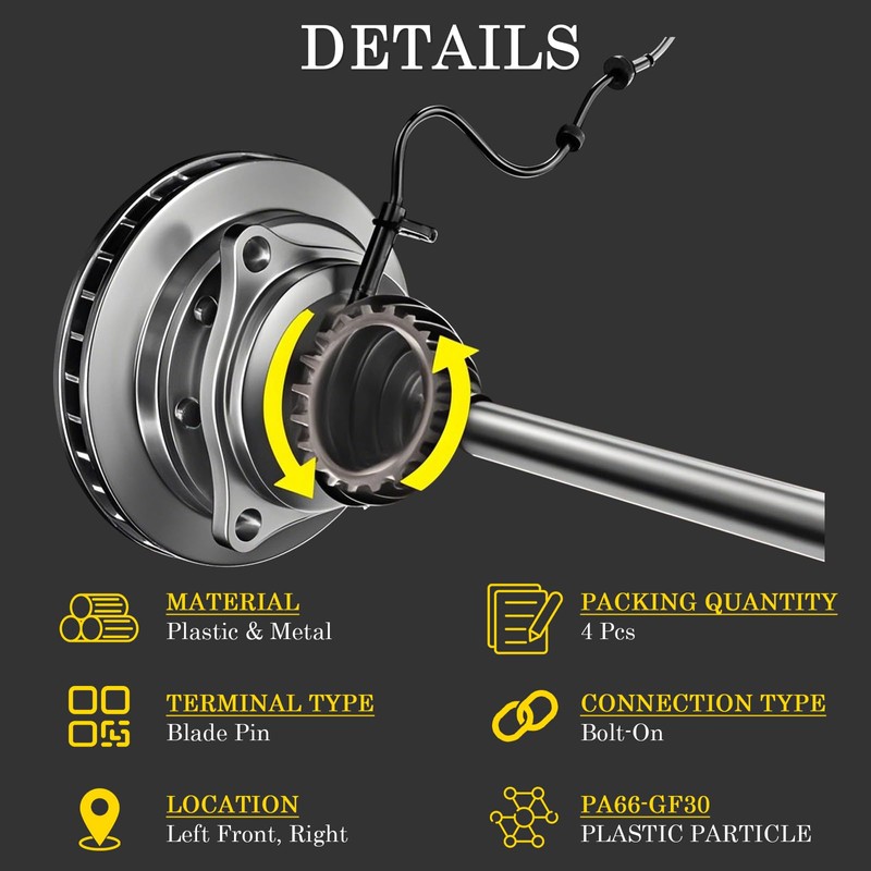 4 Pcs Ensun ABS Speed Sensor Front Rear Left Right