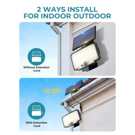 Solar Motion Lights Outdoor, [314LEDs/3Modes] Split Solar Lights Outside with Remote Control, Waterproof IP65, Dusk to Dawn,Solar Powered Security Light for Yard Wall Patio Indoor Garage, 1 Pack