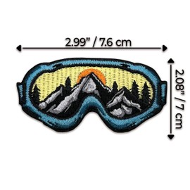 Iron On Patch - Embroidered Winter Mountains Snow Applique Appliques Iron On Sew On Patches for Clothing, Jeans, Hat, Backpacks, Clothes, Hats, Jackets - Ski Snowboard Goggles Patch (3")