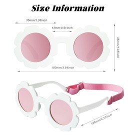 sesameless Baby Sunglasses with Strap,Flower Sunglasses for Toddler Age 0-4,Flexible Polarized Sunglasses UV Protection (Purple)
