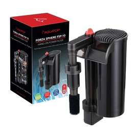 Aquatop Forza Sphere Hang-On Filter with Vortex Surface Skimmer - 42 GPH Quiet Power Filter for 10 Gallon Tanks, Multi-Stage Filtration, FSP-10