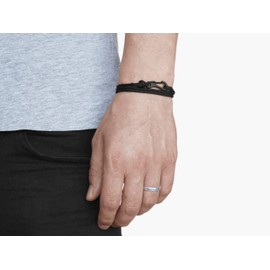 Black & Black Carabiner Climbing Bracelet, Made from Stainless Steel and Paracord, Adjustable, Handmade in The UK