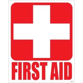 (4) First Aid Kit Sticker Sign Self Adhesive Decal 5"x4" for Car, Office or Business Emergency First Aid Kit Sign