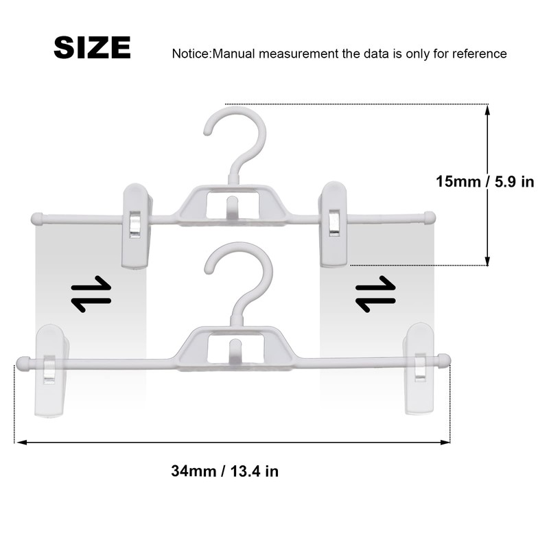 Hoypeyfiy 10pcs Stackable Plastic Clothing Hanger with Clips, Adjustable Skirt